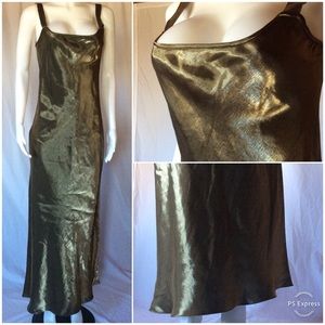 Cattiva Shiny Olive Green Lightweight Maxi Dress